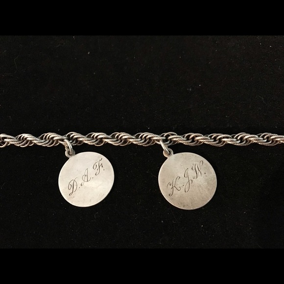VINTAGE STERLING 925 CHARM BRACELET LOVE TOKENS